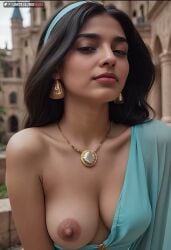 ai_generated aladdin areola dark-skinned_female dark_skin disney disney_channel disney_princess jasmine_(aladdin) nipples princess redhenxx tagme teasing teasing_viewer video