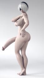 1futa 3d areolae ass big_ass big_breasts blindfold breasts futa_only futanari hairband huge_cock hyper hyper_penis light-skinned_futa light_skin long_penis nier nier:_automata nipples nude nude_futa penis short_hair solo stevencarson white_hair yorha_2b
