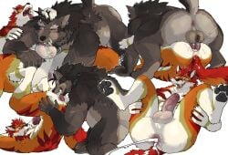absurd_res anal anal_sex anthro anus ass balls bara belly big_butt bodily_fluids brown_body brown_fur bruno_(rossciaco) canid canine canis collar crowvy cum cum_fart cum_in_ass cum_inside cum_spurt duo ear_piercing ear_ring erection eyebrows fellatio from_front_position fur furry gay genital_fluids genitals glans hi_res horn humanoid_genitalia humanoid_penis male male/male mammal mating_press mindnaughty muscular muscular_anthro muscular_male oral overweight overweight_anthro overweight_male penetration penile penile_penetration penis penis_in_ass piercing red_horn rimming ring_piercing sex small_horn tail thick_eyebrows tongue tongue_out versatile wolf