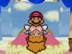 bed bedroom big_ass big_breasts cowgirl_position cum_inside doggy_style from_behind mario mario_(series) missionary_position on_top paper_mario paper_mario_(character) paper_peach pixel_animation pixel_art pixellystuff princess_peach sex tagme vaginal_penetration video