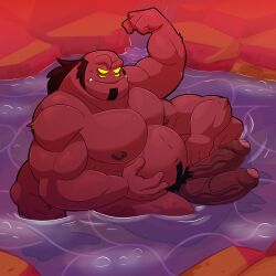 2_penises alien anthro belly ben_10 big_belly big_muscles big_pecs big_penis blush blush_lines cartoon_network flexing flexing_bicep four_arms_(ben_10) genitals hi_res holding_belly hot_spring leothelionel looking_at_viewer male multi_arm multi_genitalia multi_limb multi_penis muscular muscular_arms muscular_male nipples nude partially_submerged pecs penis pubes red_body slightly_chubby slightly_chubby_male solo tetramand water yellow_eyes