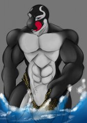 anthro barely_contained big_penis bulge cetacean clothing licking licking_lips male male_only mammal marine muscular orca penis skyeder0 smile solo swimsuit tongue tongue_out whale