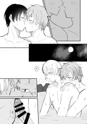 2boys aoyagi_touya biting_neck dick dick_in_ass dick_on_ass gay gay_male gay_sex homosexual kissing kissing_neck moonlight onsen partners penis_tip porn shinonome_akito teasing_nipple tip_tease