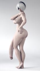 1futa 3d areolae ass big_ass big_breasts blindfold breasts futa_only futanari hairband huge_cock hyper hyper_penis light-skinned_futa light_skin long_penis nier nier:_automata nipples nude nude_futa penis short_hair solo stevencarson white_hair yorha_2b