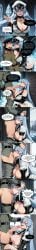 1boy ai_generated akame_ga_kill! blue_eyes blue_hair blush breasts carminroux censored choker cleavage comic comic_page comic_panel comic_strip comics cum cum_in_mouth deepthroat esdeath esdeath_(akame_ga_kill!) fellatio female hat huge_breasts large_breasts long_hair military military_hat military_uniform nipples oral peaked_cap penis speech_bubble straight uniform very_long_hair