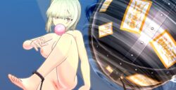 1girls 3d blonde_hair breasts bubble_gum chains chewing_gum female gum large_breasts leg_lift marvelous mod naked naked_female naraku_(senran_kagura) nipples nude pink_eyes pussy raised_leg senran_kagura senran_kagura_2_deep_crimson senran_kagura_estival_versus short_hair solo