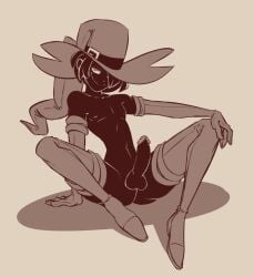1boy artist_request elbow_gloves femboy hat male_only penis testicles thigh_boots