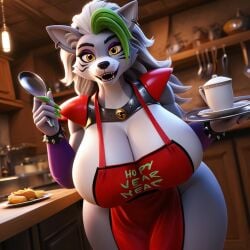 1girls 3d ai_generated big_ass big_breasts breasts coffee cute cute_face female five_nights_at_freddy's five_nights_at_freddy's:_security_breach furry grey_fur multicolored_hair ravenomega roxanne_wolf roxanne_wolf_(fnaf) sexy_body sexy_woman tagme thick_thighs thighs tongue tongue_out wolf wolf_ears wolf_girl wolf_tail