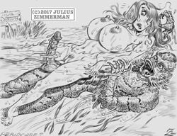 1boy 1girls 2017 areola blush breasts completely_nude creature_from_the_black_lagoon crossover curvy disney erect_nipples erection female gill-man hair_over_one_eye huge_breasts human imminent_sex interspecies jessica_rabbit julius_zimmerman large_breasts male mammal monochrome monster nipples nude partially_submerged penis pubes pubic_hair pussy slender_waist testicles who_framed_roger_rabbit