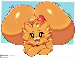 anthro ass ass_focus ass_wobble canid canine fur game_freak generation_10_pokemon gigantic_ass lewd_bun_64 looking_at_viewer mammal open_mouth pokemon pokemon_(species) pokemon_ww pombon pomken shortstack smile strugglebunny