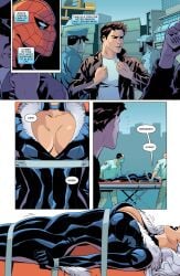 1boy 1girls 2020 big_breasts black_cat_(marvel) bondage cleavage comic_panel damsel_in_distress felicia_hardy female fetish heroine_in_trouble kidnapping latex male marvel marvel_comics peter_parker restricted softcore spider-man spider-man_(series) stretcher superheroine superheroine_in_trouble telikor white_hair