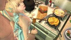 <1_second_video 3d animated apron ass blonde_hair condom condom_on_penis cooking dead_or_alive female from_behind jiriri male marie_rose no_sound penis sex source_filmmaker standing standing_sex tecmo video