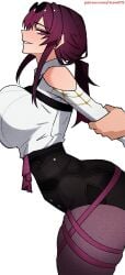 2d big_ass grabbed_from_behind honkai:_star_rail honkai_(series) hourglass_figure hourglass_figured_female hoyoverse kafka_(honkai:_star_rail) large_breasts mature mature_female milf pantyhose purple_eyes purple_hair ritorugalaxy shorts side_view slim_waist smirking smirking_at_viewer tagme thick_thighs tied_hair tight_clothing tight_fit viewed_from_side white_background wide_hips