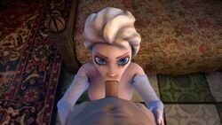 3d animated balls_deep blonde_hair blue_eyes deepthroat disney elsa_(frozen) faceless_male fellatio female frozen_(film) male nipples no_sound oral penis pov source_filmmaker video wampasfm