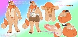 anthro erection feline flaccid horn humanoid_penis hybrid lion male male_only mammal model_sheet musclegut penis pubes solo standing stickyfeathers testicles uncut