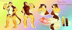 anthro erection flexing humanoid_penis male male_only model_sheet musclegut penis pubes scalie solo standing stickyfeathers testicles uncut