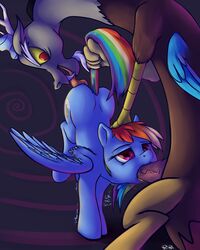 absurd_res blue_fur cutie_mark deep_throat deepthroat discord_(mlp) draconequus duo equine fangs fellatio female feral friendship_is_magic fur hair hi_res licking male mammal multicolored_hair my_little_pony oral oral_sex pegasus penis ponypron purple_eyes rainbow_dash_(mlp) rainbow_hair rainbow_tail red_eyes sex straight tongue tongue_out wings