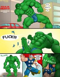 2boys avengers comic erection excessive_abs gay green-skinned_male green_skin hulk hulk_(series) human icemanblue light-skinned_male light_skin male male_only marvel multiple_males straight_hair tagme thor_(marvel) thor_(series) yaoi