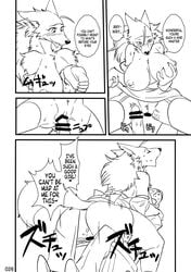 anthro breasts canine censored christmas comic doujinshi female fur holidays human human_on_anthro interspecies kazuhiro kemono mammal nipples penis pussy sex translated wolf