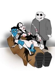 lowres lurch morticia_addams sex tagme the_addams_family uncle_fester white_background