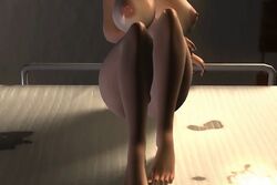 3d afraid animated barefoot breasts brown_hair dark-skinned_female dr._sugimoto's_lecherous_treatment feet female hair huge_breasts imminent_rape imminent_sex large_breasts moaning naughty_face nipples ponytail scared screencap seductive shoko_sugimoto sugimoto_shouko sweat tan tanline thick_thighs umemaro umemaro_3d