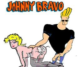 all_fours animated cartoon_network character_request cum_on_ass doggy_style female human johnny_bravo johnny_bravo_(series) male muscles straight