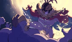absurd_res anthro balls beak big_penis bodily_fluids duo flaccid generation_1_pokemon generation_9_pokemon genitals hi_res humanoid machamp male mega_evolution mega_hawlucha musclegut muscular muscular_anthro muscular_male nervous nervous_sweat nintendo nude_anthro nude_male penis pokemon pokemon_(species) pubes slightly_chubby slightly_chubby_anthro slightly_chubby_male sweat ventesthefloof wrestler