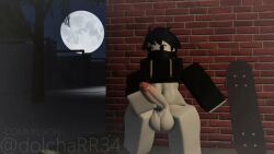 1boy 3d abs animated balls big_balls big_cock big_dick big_penis black_hair bottomless closed_eyes commission commissioner_upload cropped_hoodie discarded_clothing dolcha exhibitionism femboy foreskin gay hoodie hoodie_only loop looping_animation masturbation messy_hair muscular muscular_male night outdoors outside penis public_nudity roblox robloxian shorter_than_30_seconds skateboard solo_male stroking_penis tagme thighs thrusting video white_skin