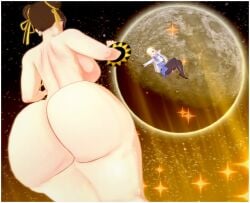 2girls amanwithnoplan ass ass_focus big_ass chun-li huge_ass hyper_ass ingrid_(capcom) nude street_fighter