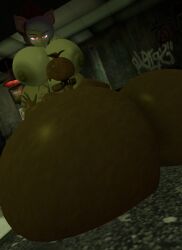 3d big_ass big_breasts bimbo blowjob five_nights_at_freddy's futanari hyper_ass hyper_breasts kamila_(mega2109) looking_at_viewer original_character self_upload vrchat vrchat_avatar withered_chica