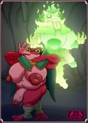 3_toes 4_fingers absolum_(game) absurd_res amphibian annaengine anthro areola balls barefoot belly biceps big_areola big_breasts big_nipples big_penis biped breasts brome_(absolum) burning busty_boy_(lore) cape cape_only cave clothing colored_fire digital_drawing_(artwork) digital_media_(artwork) duo facial_markings feet fingers fire flaccid foreskin frog front_view genitals gesture glans glowing glowing_body glowing_eyes gradient_body green_body green_fire green_nipples green_penis gynomorph head_markings hi_res hovering huge_breasts humanoid_genitalia humanoid_penis intersex jojo_pose levitation looking_at_viewer magic magic_user male_(lore) markings membrane_(anatomy) mostly_nude multicolored_body navel nipples nude penis pink_body pink_penis pose pupils raised_arms red_areola red_body red_nipples retracted_foreskin shortstack simple_background slightly_chubby slightly_chubby_gynomorph slightly_chubby_intersex smile spread_arms standing thick_thighs toes two_tone_body unusual_pupils vein veiny_penis webbed_feet webbed_hands will-o'-the-wisp yellow_eyes