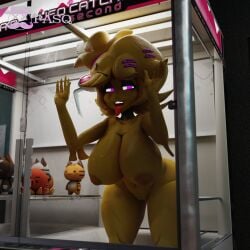 1girls 3d 3d_(artwork) areolae big_breasts breasts chiku chiku_(cryptia) claw_machine completely_nude completely_nude_female cryptiacurves fazclaire's_nightclub female female_only fredina's_nightclub naked naked_female nipples nude nude_female open_mouth open_smile pasquinor peeking peeking_out smile solo solo_female tongue tongue_out trapped
