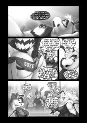 2_fingers 3_fingers 4_arms absurd_res antennae_(anatomy) anthro anus anus_slip arthropod arthropod_abdomen back_wings bee big_breasts big_butt black_and_white breasts butt canid canine canis claws clothed clothed_anthro clothed_female clothing comic cropped_jacket cropped_sweater dialogue diner domestic_dog dress english_text facial_piercing female finger_claws fingers floppy_ears fox fully_clothed fully_clothed_anthro fully_clothed_female genitals group heather_(soomir) hectar_(soomir) hi_res hoodie huge_butt hymenopteran insect insect_wings lagomorph leporid lip_piercing lop_ears male mammal mandibles marigold_(soomir) monochrome multi_arm multi_limb multiple_scenes nude nude_anthro nude_male obese obese_anthro obese_female overweight overweight_anthro overweight_female panties partially_clothed partially_clothed_anthro partially_clothed_female pawpads penis piercing puffy_anus queen_bee rabbit restaurant scratching_butt short_anthro short_male smug smug_face soomir speech_bubble stare stinger stinger_tail sweater tail tall_anthro tall_female text thought thought_bubble thoughts topwear trio underwear unimpressed wings worried