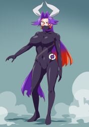bodysuit breasts covered_mouth face_mask genderswap kamen_rider kamen_rider_buffa kamen_rider_geats_(series) otokam1117 purple_hair skirt tagme thighs tokusatsu