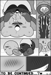 black_and_white comic cum cum_in_pussy internal_view kirby kirby_(series) nintendo penis pussy vaginal_penetration waddling_head