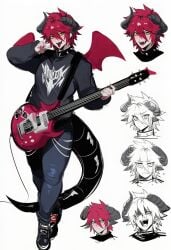 1boy ai_generated dragon gay kortai musician novelai only_male original_character reference_sheet tagme