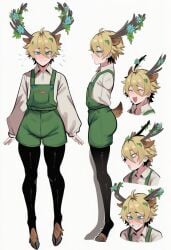 1boy ai_generated deer femboy gardener gay kortai novelai only_male original_character reference_sheet tagme