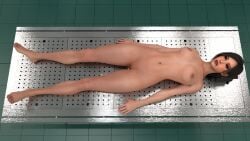 3d 3d_render ada_wong barefoot closed_eyes corpse daz_studio dead_female female limp morgue nude nude_female resident_evil ryona short_hair starry_solace