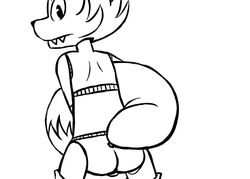 1boy 1male 2015 animatronic anthro ass barely_visible_genitalia black_and_white canine covering covering_crotch cute_fangs five_nights_at_freddy's fox fox_tail foxy_(fnaf) inkyfrog looking_at_viewer looking_back machine male mammal monochrome nude rear_view robot simple_background solo subtle_penis tagme testicles video_games white_background