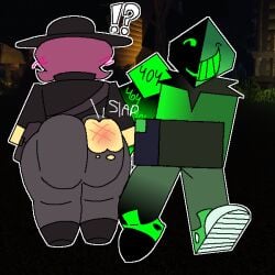 1boy 1girls ass ass_slap ferman ferman_(robloxian) forsaken forsaken_(roblox) jane_doe_(forsaken) roblox roblox_game robloxian tagme