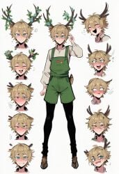 1boy ai_generated deer femboy gardener gay kortai novelai only_male original_character reference_sheet tagme