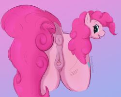 absurd_res animal_genitalia animal_vulva anus blue_eyes curly_hair equid equine equine_genitalia equine_vulva female female_feral female_focus feral feral_focus fluffy friendship_is_magic genitals ghostyxtoasty hair hasbro hi_res horse looking_back mammal mane my_little_pony open_mouth pink_body pink_hair pink_vulva pinkie_pie_(mlp) pony presenting puffy_anus rear_view solo vulva