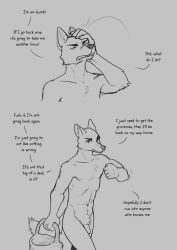 1boy anthro basket furry male monochrome nude penis tagme tatzel text