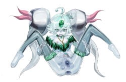 1girl anus duel_monster egg_implantation eggs flat_chest icejade_aegirine icejade_gymir_aegirine pregnant stomach_bulge tagme_(artist) translucent_body twintails vagina yu-gi-oh!