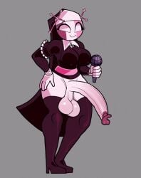 animated big_penis boobs cross danielito friday_night_funkin futanari lprs microphone nun sarvente_(dokki.doodlez) thighhighs
