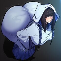 ai_generated angry_face anime big_ass big_breasts fat_ass fat_butt limbus_company project_moon red_eyes shaking_butt shiomi_yoru_(limbus_company) twerking