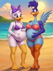 2026 2d_(artwork) 2girls ai_generated anthro anthro_female anthro_only anthrofied avian avian_humanoid beach beak belly belly_button big_belly big_breasts bikini bikini_bottom bikini_top bird blue_body blue_feathers blue_tail bra breasts clouds crest crossgender crossover daisy_duck digital_art disney disney_channel duck duck_girl ducktales duo enjoying_pregnancy evening eyebrows eyelashes eyelids feather_hair feathered_tail female female/female female_anthro female_focus female_only flower_pattern fluffy_tail fur furry furry_female furry_only genderswap hairbow happy hi_res high_quality holding_pregnant_belly island legs_crossed looney_tunes mtf_crossgender no_humans ocean open_beak open_eyes open_mouth orange_feet orange_legs panties pink_bikini ponytail pregnant pregnant_anthro pregnant_belly pregnant_female presenting_belly purple_bikini purple_hairbow road_runner_(looney_tunes) roadrunner rule_63 sand sfw sky smiling space_jam space_jam:_a_new_legacy standing sun swimsuit tail toe_claws walt_disney_animation_studios warm_colors warner_bros warner_bros._animation warner_brothers white_body white_feathers white_fur white_tail yellow_beak yellow_feet yellow_legs