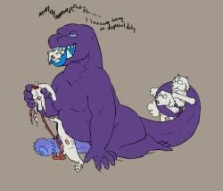 age_difference alien anal anal_penetration animal_genitalia animal_penis balls belly big_belly big_penis blue_tongue canid canine canis clone death decapitation erection eyewear feral flared_penis fur genitals gore gore_focus group hard_vore head_in_mouth hi_res holding_with_tail kneeling male male/male male_penetrated male_penetrating male_penetrating_male mammal nude open_mouth oral_vore overweight overweight_male partially_inside penetration penile penile_penetration penis puppyratcat scalie severed_body_part severed_head sex simple_background size_difference smile snuff tail teeth tongue tongue_out tusks vore young younger_male
