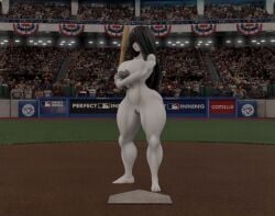1girl 1girls 3d barefoot baseball_bat baseball_stadium blender completely_nude completely_nude_female female female_only full_body geo29 ghost ghost_girl naked naked_female nude nude_female solo solo_female standing the_ring yamamura_sadako