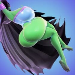 3d 3d_(artwork) alternate_body_type armwear barefoot big_ass big_breasts big_butt black_hair curvy curvy_figure danny_phantom desiree elevenendless endlessillusion feet ghost ghost_girl green_body green_skin headwear nickelodeon voluptuous